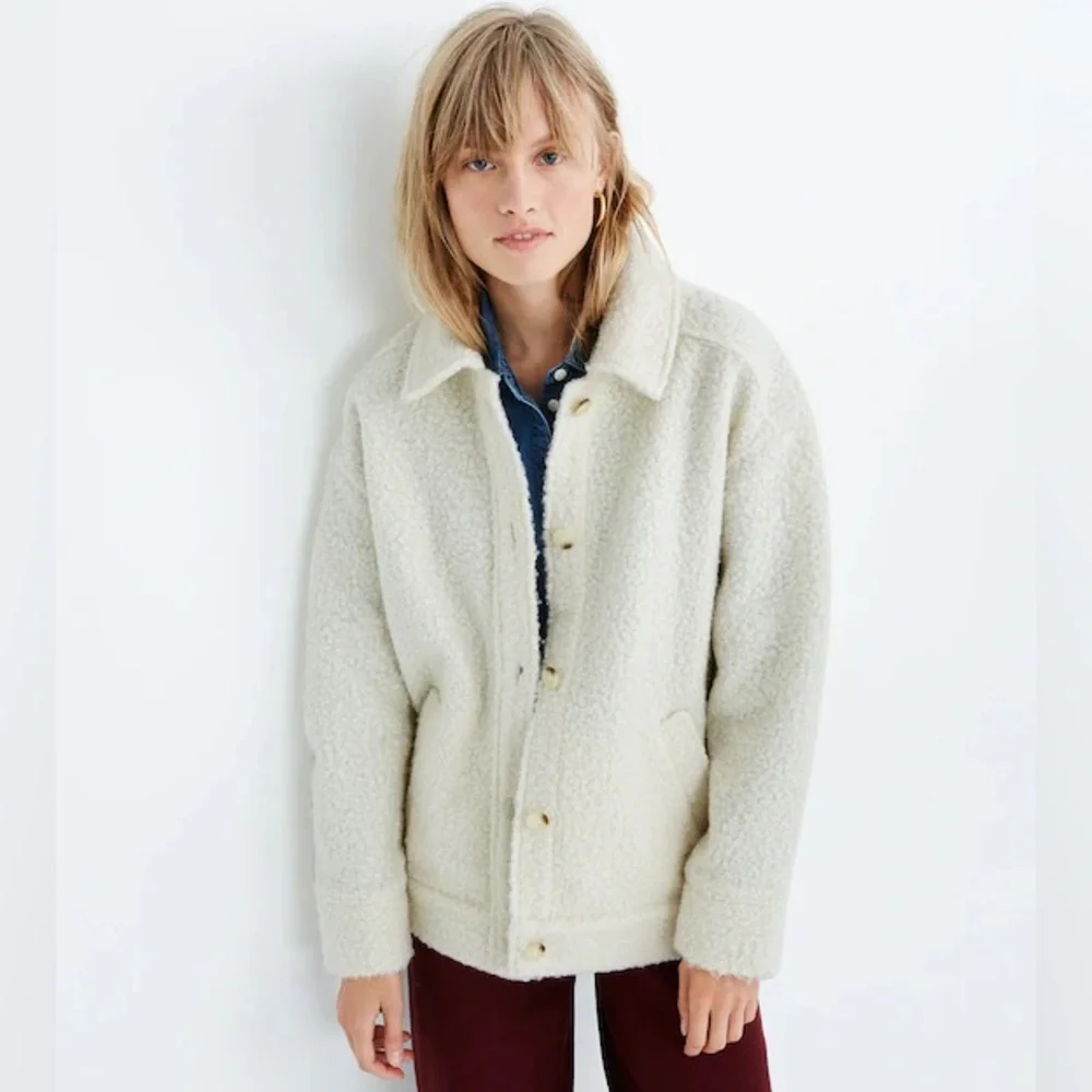 Madewell ||‎ Boucle Bomber Jacket Cream Ivory Medium